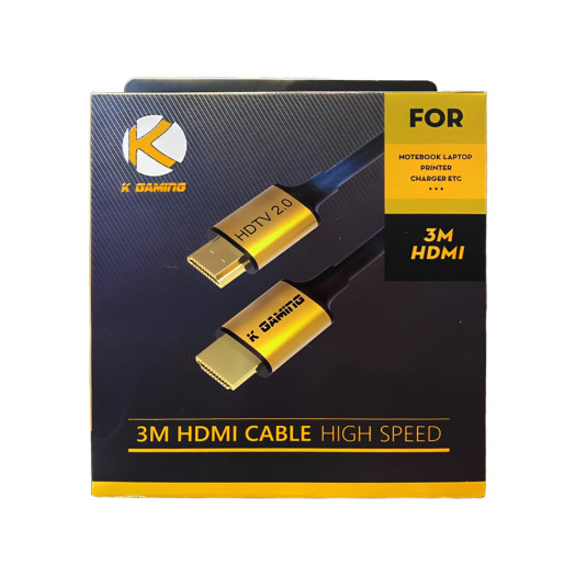  K GAMING 3M HDMI 2.0 CABLE HIGH SPEED, FOR NOTEBOOK LAPTOP PRINTER, CHARGER ETC (HSHD02)